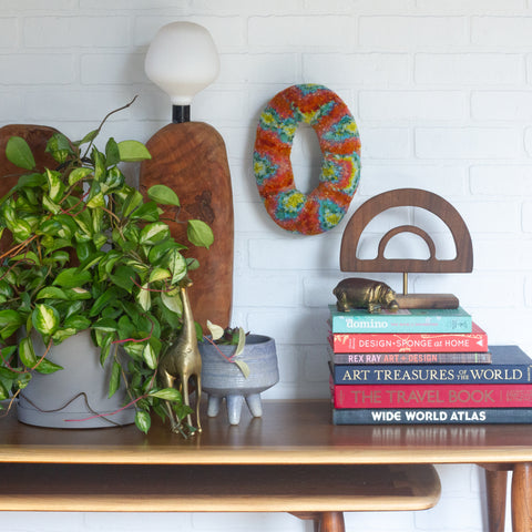 Mega Donut Puff Sculpture in Vintage Metal Frame | Coral Reef