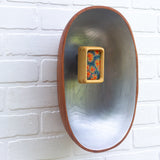 XL Modern Embroidery in Vintage Teak Oval Bowl