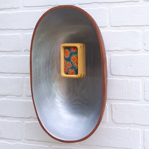 XL Modern Embroidery in Vintage Teak Oval Bowl