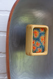XL Modern Embroidery in Vintage Teak Oval Bowl
