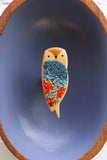 Embroidered Owl in Vintage Teak Oval Frame | Orange Pops