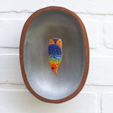 Embroidered Own in Vintage Teak Oval Frame | Rainbow