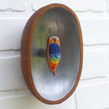 Embroidered Own in Vintage Teak Oval Frame | Rainbow