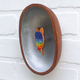 Embroidered Own in Vintage Teak Oval Frame | Rainbow