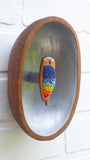 Embroidered Own in Vintage Teak Oval Frame | Rainbow