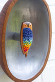Embroidered Own in Vintage Teak Oval Frame | Rainbow