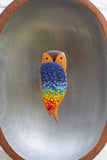 Embroidered Own in Vintage Teak Oval Frame | Rainbow