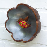 Embroidered Hummingbird in Rare Vintage Flower Bowl