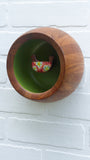 Embroidered Folk Art Bird in Extra Chunky Teak Frame | Green