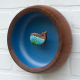Embroidered Whale in Oversized Vintage Teak Frame
