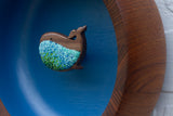 Embroidered Whale in Oversized Vintage Teak Frame