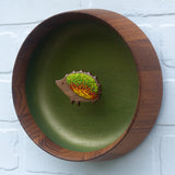 Embroidered Hedgehog in Oversized Teak Frame