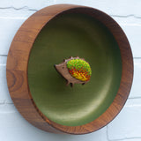 Embroidered Hedgehog in Oversized Teak Frame