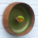Embroidered Hedgehog in Oversized Teak Frame