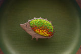Embroidered Hedgehog in Oversized Teak Frame