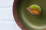 Embroidered Hedgehog in Oversized Teak Frame