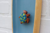 Embroiderd Turtle | XL Vintage Wood Striped Frame