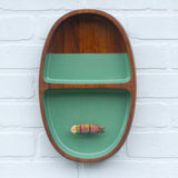 Embroidered Striped Fish in Rare Double Sided Teak Frame