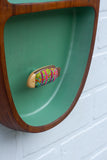 Embroidered Striped Fish in Rare Double Sided Teak Frame
