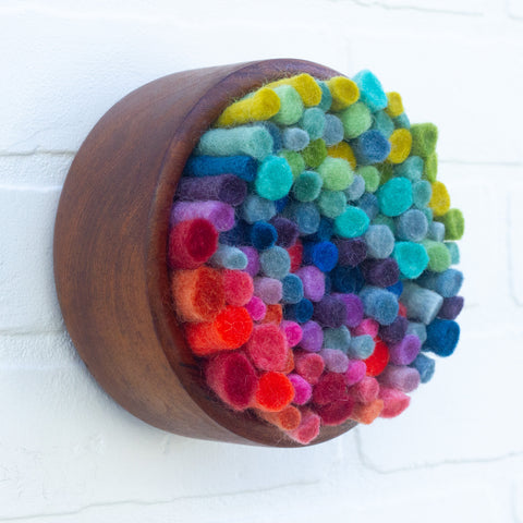 Felted Puff in Vintage Frame | Rainbow (11)