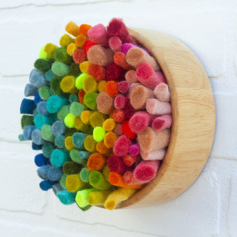 Felted Puff in Vintage Frame | Rainbow (12)