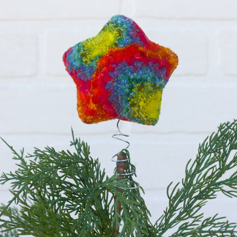 Star Puff Tree Topper | Mid-Mod Rainbow