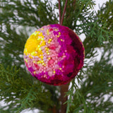 Mini Puff Ornament | Fuchsia + Mustard