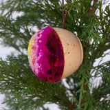 Mini Puff Ornament | Fuchsia + Mustard