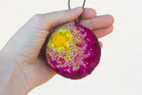 Mini Puff Ornament | Fuchsia + Mustard