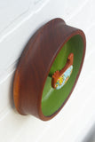Embroidered Bird in Teak Frame | Green