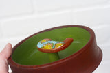 Embroidered Bird in Teak Frame | Green