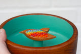 Embroidered Hummingbird in Vintage Teak Frame | Rainbow