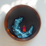 Embroidered House on Blue Crescent Moon
