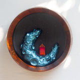 Embroidered House on Blue Crescent Moon