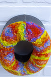 Mega Donut Puff Sculpture in Vintage Metal Frame | Rainbow
