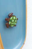 Embroidered Turtle in XL Vintage Striped Frame