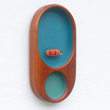 Embroidered Striped Fish in Rare Double Section Frame