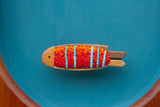 Embroidered Striped Fish in Rare Double Section Frame