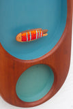 Embroidered Striped Fish in Rare Double Section Frame