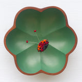 Embroidered Bug with Ruby Jade Antennae | XL Flower Frame