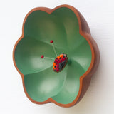 Embroidered Bug with Ruby Jade Antennae | XL Flower Frame