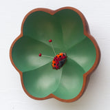 Embroidered Bug with Ruby Jade Antennae | XL Flower Frame
