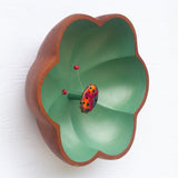 Embroidered Bug with Ruby Jade Antennae | XL Flower Frame