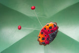 Embroidered Bug with Ruby Jade Antennae | XL Flower Frame