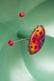 Embroidered Bug with Ruby Jade Antennae | XL Flower Frame