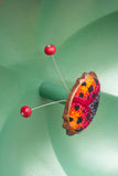 Embroidered Bug with Ruby Jade Antennae | XL Flower Frame