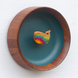 Embroidered Whale in Vintage Teak Frame | Rainbow