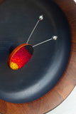 Embroidered Disco Firefly in Vintage Teak Frame