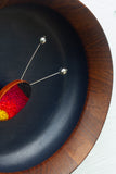 Embroidered Disco Firefly in Vintage Teak Frame