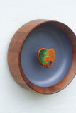 Embroidered Elephant in Vintage Teak Frame
